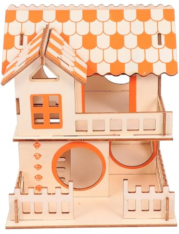 PRETYZOOM Hamsterhaus aus Verbundmaterial mit Spielplatz und Versteckfunktion Orangefarbenes Mäusehaus und Ausruhen für Hamster und Mäuse