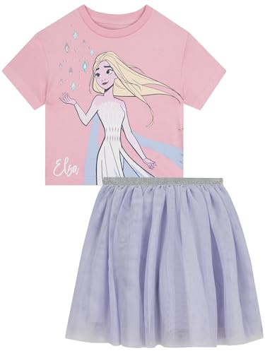 Disney Frozen Girls T-Shirt And Skirt, Elsa Girls Outfit Set, Summer Kids Clothes, Ages 18 Months-8 Years