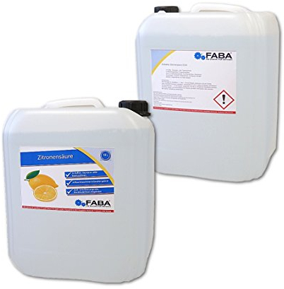 FABA Entkalker flüssig 10 Liter, vielseitig anwendbar, Kaffeevollautomat, Zitronensäure 10%