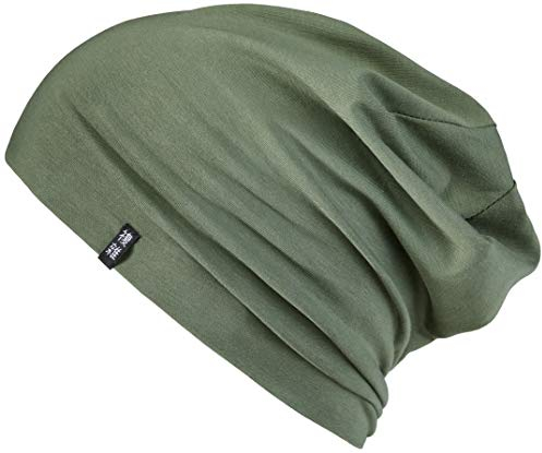 Enter the Complex® Leichte Beanie Mütze, Herren und Damen, Übergangsmütze, Sommer Beanie, Dünne Kopfbedeckung, Baumwolle (Jersey), L/XL, Olive