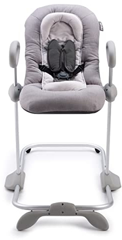 BÉABA, Up & Down III - Babywippe - Wippe für Babys und Kleinkinder - Höhenverstellbar - Schaukelfunktion und 4-fache Höhenverstellung - Ergonomisch und sicher - Grau