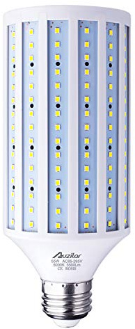 Auzilar 55W LED Corn Light Bulb (E39 Large Mogul Base) 5500Lm 6000K Cool White Daylight, for Metal Halide HID HPS Replacement Garage Parking Lot High Bay Warehouse Street Lamp Lighting 85V-265V