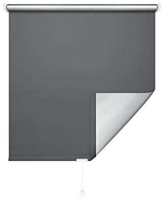 JalousieCrew Verdunklungs-Springrollo Classic Thermorollo - Variante Anthrazit Alu - Breiten 062 bis 182 cm - Höhe 175 BZW. 230 cm - Hitzeschutz (142 x 175 cm)