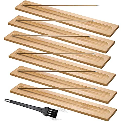 Porta Incenso Legno, Supporto del Bastone di Incenso Porta Incenso per Bastoncini 6pcs (23 cm / 9,05 Pollici), con Spazzola Pulizia 1pcs