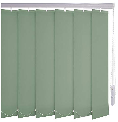 Sonnenschutz-HH® - Lamellenvorhang grün - Breite 55 cm x 175 cm Höhe - Office Verdunkelungslamellen für Bildschirmarbeitsplätze Lamellenbreite 127mm Vertikaljalousie Vertikalanlage