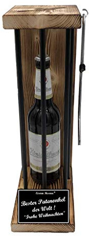 Weihnachten Geschenk Patenonkel König Pilsener Eiserne Reserve Black Edition incl. Notsäge Text s/w Bester Patenonkel der Welt Frohe Weihnachten Bier (1 x 0.5 l)
