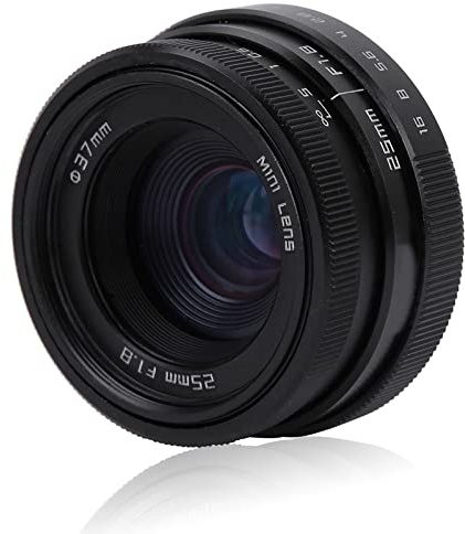 Wide Angle Lens, 25mm F1.8 Mini CCTV C Mount Professional HD Wide Angle Lens for Bars/Shops/Parking Lots/Houses/Warehouses, Camcorder Camera Lenses(Black)