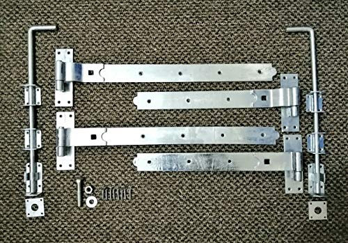 Infinity Decor 45,7 cm 61 cm gekröpft/gerade Schwerlasthaken und Band Torscharniere Drop Bolt Set – verzinkt (2 x 18 gerade Scharniere + Fallbolzen)