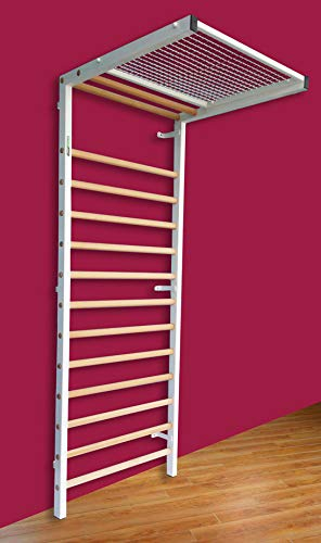 ARTIMEX Set Sprossenwand aus Metall/Holz und Schlingengitter, für Gymnastik und Physiotherapie - verwendet in Heimen, Kliniken und Fitnesscentern, 240 x 90 cm, Artikelnr. 229