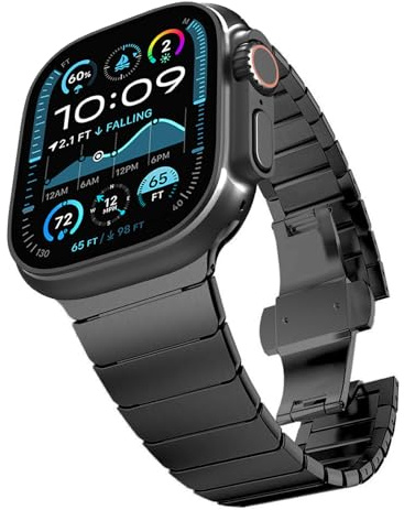 KADES 49mm 46mm 45mm 44mm 42mm(Serie 3 2 1) compatible avec Apple Watch Bracelet, bracelet à maillons en acier inoxydable pour iWatch Ultra 3/Ultra 2/Ultra/Serie 11 10 9 8 76 5 4 3 2 1 SE, Noir