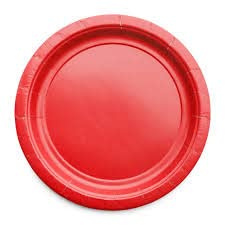 SANYGIENE Plato de cartón rojo | Juego de 50 platos redondos rojos 18 cm | 100% biodegradable y compostable | Vajilla desechable económica | Queso, postre o catering cóctel