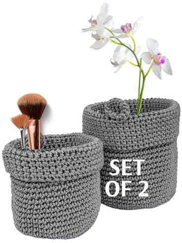 MOMO WAY Aufbewahrungskorb Organizer Korb Deko Aufbewahrungsboxen Stoffkörbe Für Kleinigkeiten Handtücher Und Kosmetik Ideal Für Küche Badezimmer 1 St 14x14 cm + 1 St 17x17 cm