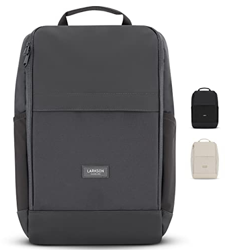 LARKSON Laptop Rucksack Herren & Damen Grau - Niklas - Notebook Backpack für Business Arbeit Uni - 16 Zoll Laptoprucksack für Reise Handgepäck - Wasserabweisend