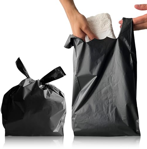Adult Nappy Bags - 200 Pack, 20% Thicker Sacks, Easy Tie Handles, Odour Free, Discreet Black Plastic, Strong Sanitary Disposal Bag