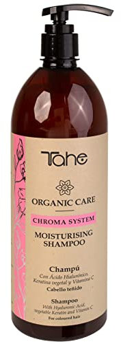 Tahe Organic Care Champú hidratante para cabellos teñidos Chroma System con Ácido Hialurónico, Queratina Vegetal y Vitamina C (1000 ml)
