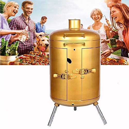 Samnuerly Vertikaler Holzkohlegrill mit Deckel und Gitter, tragbarer BBQ-Grill mit Antihaft-Grillpfanne, Outdoor-Grills, Grills und Räuchergeräte für Camping-Picknick-Partys im Freien