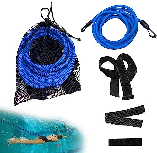 Amindz 3M Schwimmgurt für Pool,Einstellbare Schwimmtrainer,Schwimmwiderstand Gürtel，Gegenstromanlage Für Pool, Benutzt Für Schwimmingpools Widerstandstraining
