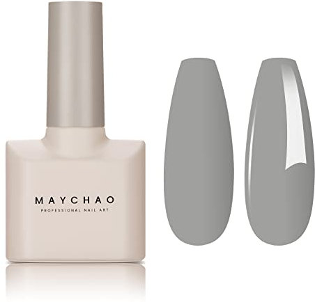 MAYCHAO 15ML Gel Nail Polish, Medium Grey Gel Nail Polish, Soak Off UV LED Nail Varnish Nail Art Starter Manicure Salon DIY at Home, 0.5 OZ