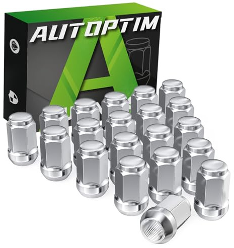 AUTOPTIM M12x1.25 Lug Nuts - Replacement for 2002-2022/2024 Nissan Altima, 1988-2023 Maxima, 2012-2024 Pathfinder, 2008-2023 Rogue, 2006-2024 Sentra Aftermarket Wheel - 20pc Chrome Closed End Lug Nuts