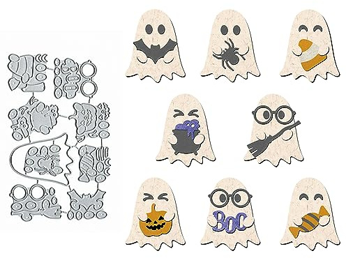 Happy Halloween Spider Ghost Metal The Cuts, Happy Halloween Skull Ghost Pumpkin Cutting Dies Cut Schablonen für DIY Prägung Foto Dekoratives Papier Dies Scrapbooking Karte Machen