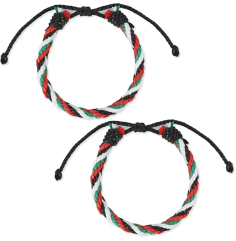 YIKIADA Palästina Fahne Armband Verstellbares Wickelarmband Free Palestine Save Gaza Palästina Flagge Armbänder für Männer und Frauen 2 Stück