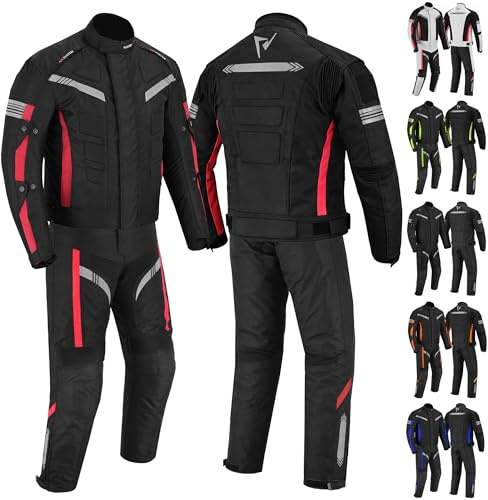 Tuta da moto 2 pezzi, giacca e pantaloni da moto impermeabili, giacca da corsa riflettente da uomo, con protezione da moto CE Tank Rainwear (EN-17092)