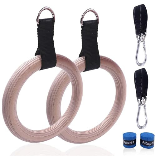 Turnringe 1 Paar Klimmzuggriffe, Gymnastikringe mit Aufhängegurten, Karabiner for Krafttraining zu Hause, Ganzkörpertraining