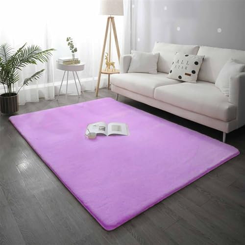 Guetto Hochflor Teppich Wohnzimmer Fellteppich Kunstfell Shaggy Flauschig Einfarbig, Wohnzimmer Schlafzimmer Kinderzimmer Flur Läufer waschbar rutschfest,Lila,160x230 cm