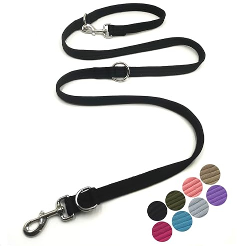 Multifunctional Double Ended Dog Leash,for Obedience Training Or Distance Work Easy to Use,Lightweight,Soft&Durable Convertible Hands Free,Crossbody,Over Shoulder(Black, 2M*2.5CM)