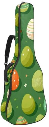 Akustikgitarre Gigbag Groß Universal Tasche für 40/41/42 Zoll Gitarre Wasserdicht mit Schutzschicht Mehrere Taschen Ostereier Grün, mehrfarbig, 42.9x16.9x4.7 in, Gitarrentasche