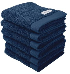 Klaus Herding GmbH TOM Tailor Juego de 6 Toallas de Invitados, 30 x 50 cm, 100% algodón, Rizo, con Colgador y Etiqueta con Logotipo, Color Azul Marino Oscuro