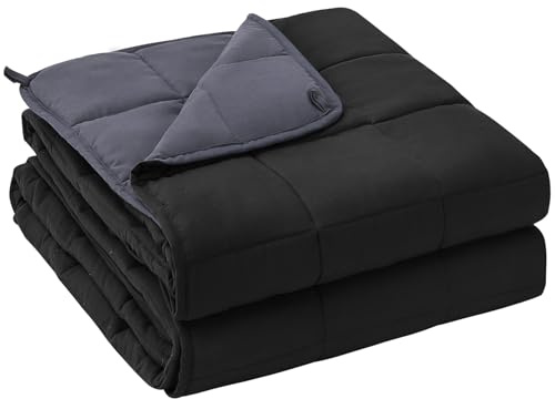 yescool Weighted Blanket for Adults (20 lbs, 60 x 80,Grey& Black) Cooling Heavy Blanket for Sleeping Perfect for 190-210 lbs, Queen Size Breathable Blanket with Premium Glass Bead, Machine Washable