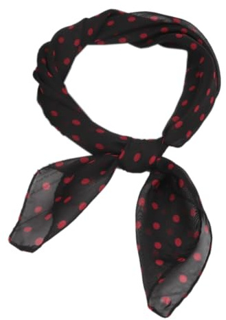 Whakano Elegante Seidentuch Damen,65x65cm,Gepunktete Kopftuch Damen,Chiffon Halstuch,Bandana,Quadratische Schals,Klein Weich Quadratisch Seidenschal,Geschenkfür Damen Frauen,Schwarz Rot Punkt