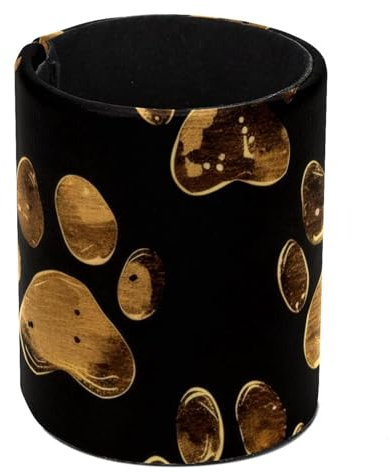 Eslifey Stifthalter, runder Stifthalter für den Schreibtisch, Goldene Hundepfoten-Fußabdruck-Muster, Stiftebecher, Make-up-Pinselhalter, Ständer, Display, Schreibtisch, Schreibwaren-Organizer für