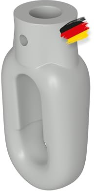 BAUHELD® Markisenöse Kunststoff [Made in Germany] - Halterung für Markisen-Kurbel mit Fleischer-Haken [Oval] - Kurbel-Öse in Lichtgrau - RAL7035 - Bohrung 12mm - Querbohrung 4mm - Höhe 65mm