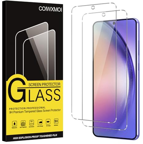 Coiwxmoi 2 Pezzi Vetro Temperato per Samsung Galaxy A54 5G, Pellicola Protettiva Durezza 9H Anti-Graffio Anti-impronte Senza Bolle Ultra HD Trasparente Vetrino Schermo Protezione per Samsung A54 5G