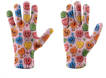 Strickhandschuhe Für Den Winter Für Damen – Schöne, Bunte Herzen-Print-Touchscreen-Handschuhe Mit Ganzen Fingern, Hautfreundliche, Winddichte Handschuhe Für Die Herbst- Und Freizeitarbeit Oder