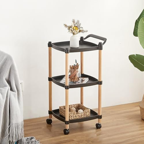 Getränke-Barwagen aus Holz im Vintage-Stil auf Rädern für Küche, Esszimmer und Wohnzimmer, Hausbar, Servierwagen mit F33 x 46 cm Größe