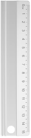 QUARKZMAN Lineal Metall 15cm Metrisch Aluminiumlegierung Gerades Lineal Schneidelineal Verdickung Mattes Maßlineal mit rutschfester Schwammrückseite für Künstler Designer Büro, Silber
