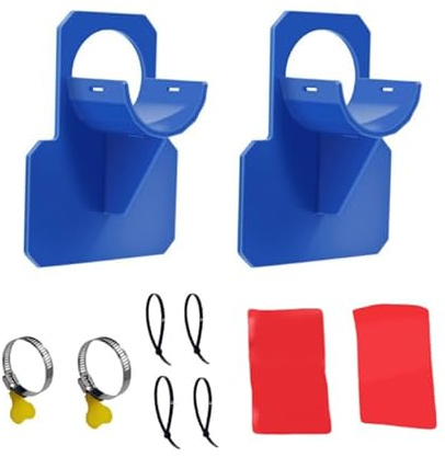 Tissting Schwimmbad Rohrhalter, 2er Pack Pool Schlauchaufhänger, Poolschlauch für oberirdische Pool Schwimmbadschläuche mit 2 Halterungen, 4 Kabelbindern, 2 Aufklebern die EIN Durchhängen (Blau)