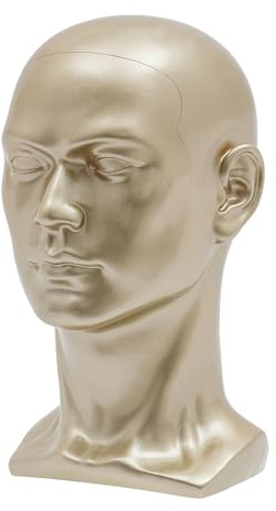 Qussse Schaufensterpuppe Kopf, Modellkopf aus PVC, Mannequin Kopf, Schaufenster Kopf, für Perücken Kopfhörer Hüte und Schmuck (Champagner Gold)