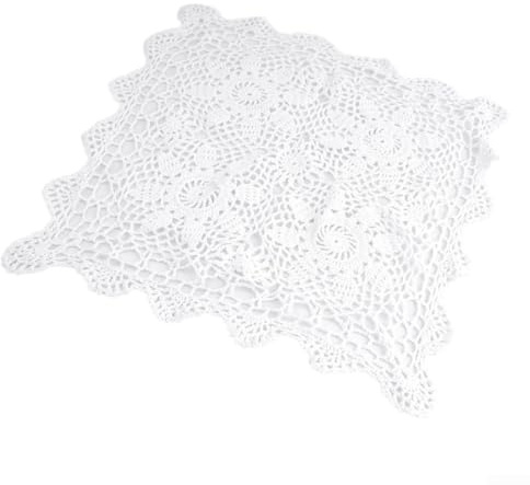 Quadratische Vintage-Tischdecke, Deckchen, Baumwollspitze, gehäkelt, Blumen-Tischdecke, für dekoratives Stück (40 x 40 cm, weiß)