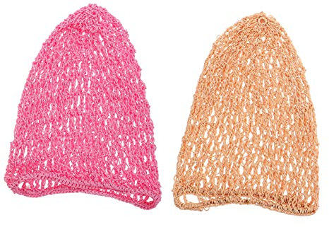 WOFASHPURET 2stücke Elastische Häkel-haarnetze Damen Lang Mesh Haarnetz Für Schlafen Und Haarpflege Atmungsaktiv Komfortabel Geeignet Für Haartypen Praktische Haarkappen in Rosa Und Khaki