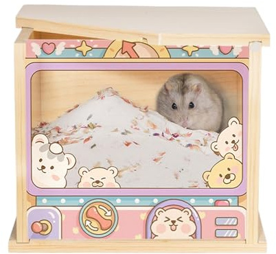 Hamster-Sand-Badebox, Tiertoilette, Sandbad, Duschraum und Grabbehälter, Käfigzubehör und Lebensraum- für Chinchilla, Eichhörnchen, Mäuse, Igel-Aktivität, Bereicherung und Spielen