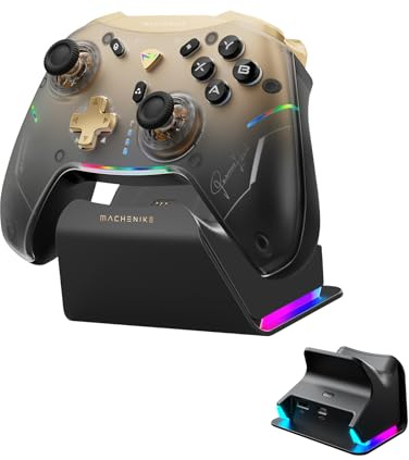 Machenike G5PROV2 Gaming Controller PC mit RGB-Ladestation, Optischer Trigger & ABXY, Wireless Controller PC mit JH20 Hall Joystick, Switch triggers, Bluetooth Gamepad/Switch/Android/IOS, Gold