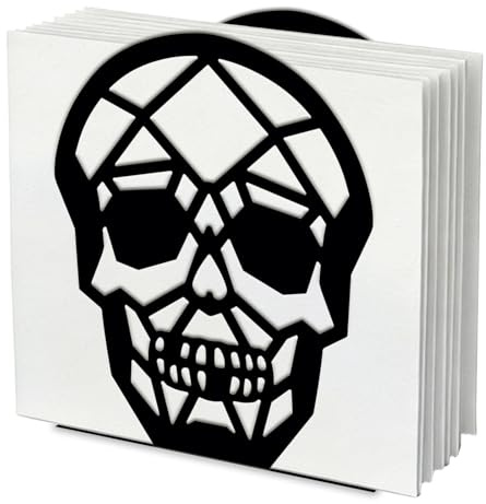 SUPERDANT Totenkopf Serviettenhalter Tische Schwarzer Skelett Serviettenständer Aus Metall Für Die Küche Vintage Tisch Serviettenspender Napkin Holder Für Zuhause Esszimmer Küchentisch