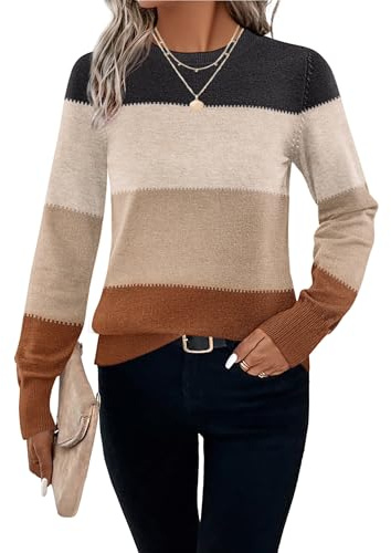 Hotouch Femme Pull Décontracté Col Rond Pull