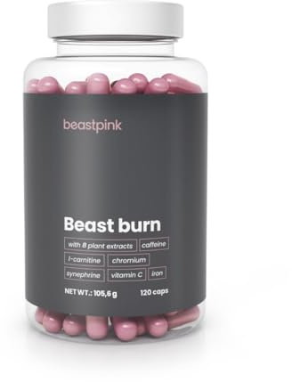 BeastPink Fatburner für Frauen mit Vitaminen & Koffein - Umfassende Ergänzung Zur Gewichtsabnahme, mit Synephrin, Grüntee-Extrakt & L-Carnitin, unterstützt Fett- & Kohlenhydratstoffwechsel, 120 Kaps