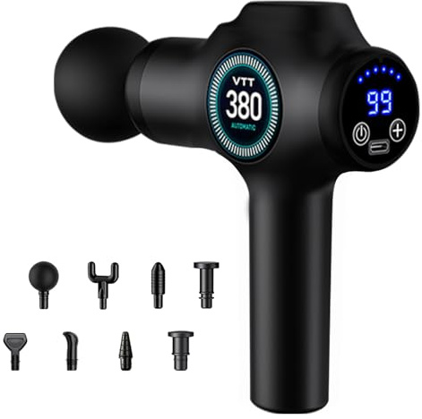 Pistola Massaggio Muscolare, 99 Livelli Regolabili e 9 Testine,Massaggiatore Professionale con Display LCD, per Alleviare Il Dolore Muscolare, Massaggiatori elettrici manuali