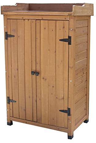 Wasserdichter Gartenschuppen und Werkzeugschrank aus Holz für Balkon und Innenhof, geräumig (66 x 40 x 104 cm) – perfekt für Werkzeuge und Ausrüstung